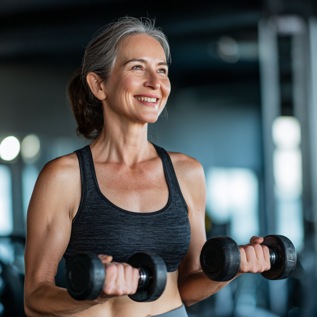 Confident Ukrainian man in his 40s performing compound exercises in a well-equipped gym, showing proper form and concentration